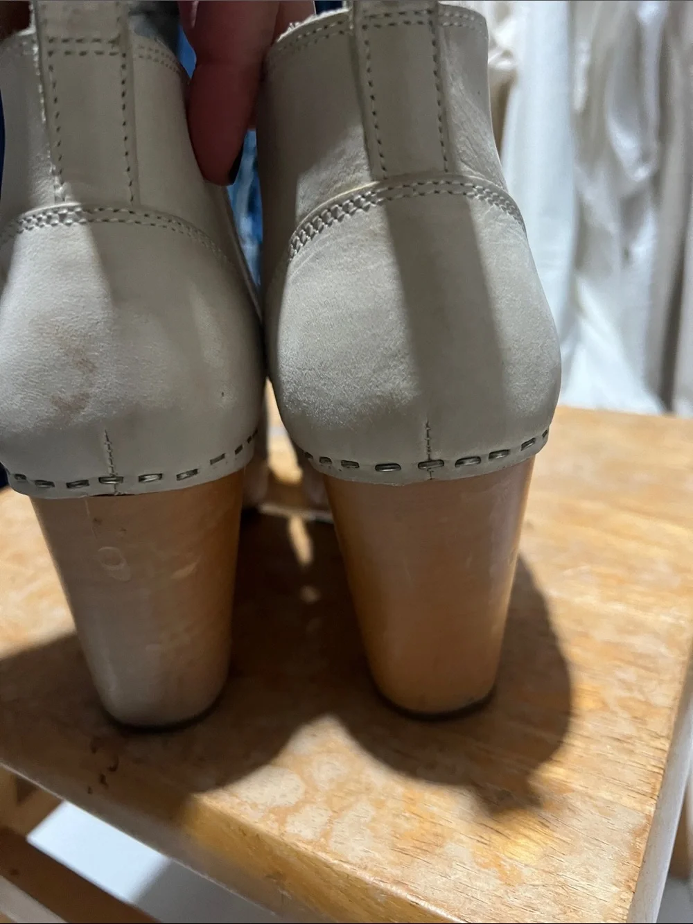 Swedish Hasbeens. Size 37.  Women’s Cream Leather Ankle Boots